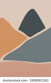 Boho Wall Art Poster. Abstract Boho Background Illustration. Abstract Landscape Background