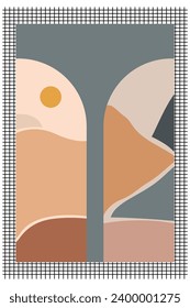 Afiche de Boho Wall Art. Resumen Ilustración De Fondo De Boho. Antecedentes del paisaje abstracto