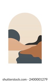Boho Wall Art Poster. Abstract Boho Background Illustration. Abstract Landscape Background