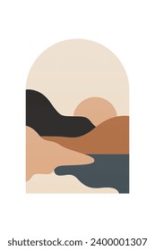 Boho Wall Art Poster. Abstract Boho Background Illustration. Abstract Landscape Background