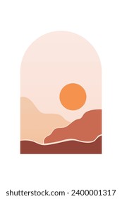 Boho Wall Art Poster. Abstract Boho Background Illustration. Abstract Landscape Background