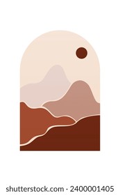 Afiche de Boho Wall Art. Resumen Ilustración De Fondo De Boho. Antecedentes del paisaje abstracto