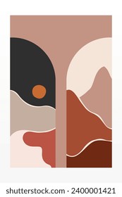 Boho Wall Art Poster. Abstract Boho Background Illustration. Abstract Landscape Background