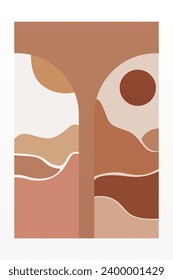 Afiche de Boho Wall Art. Resumen Ilustración De Fondo De Boho. Antecedentes del paisaje abstracto