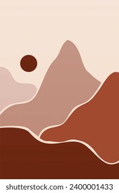 Boho Wall Art Poster. Abstract Boho Background Illustration. Abstract Landscape Background
