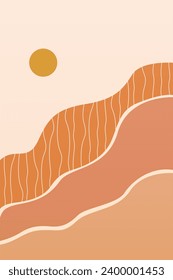 Afiche de Boho Wall Art. Resumen Ilustración De Fondo De Boho. Antecedentes del paisaje abstracto