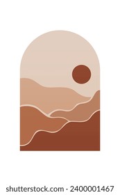 Boho Wall Art Poster. Abstract Boho Background Illustration. Abstract Landscape Background