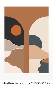 Boho Wall Art Poster. Abstract Boho Background Illustration. Abstract Landscape Background