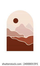 Boho Wall Art Poster. Abstract Boho Background Illustration. Abstract Landscape Background