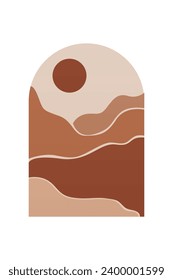 Afiche de Boho Wall Art. Resumen Ilustración De Fondo De Boho. Antecedentes del paisaje abstracto
