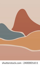 Boho Wall Art Poster. Abstract Boho Background Illustration. Abstract Landscape Background