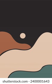 Afiche de Boho Wall Art. Resumen Ilustración De Fondo De Boho. Antecedentes del paisaje abstracto