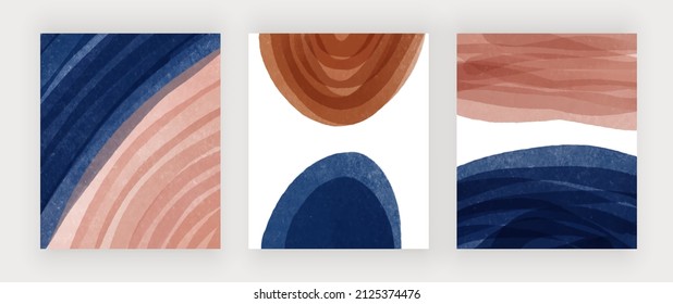 Dibujo artístico de Boho con formas de acuarela azul y rosa