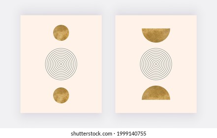 Boho wall art print with moon and circle lines