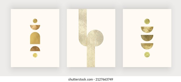 Boho wall art prints with geometric modern shapes