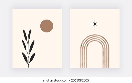 Huellas de arte en la pared de Boho con arco iris, luna y estrella