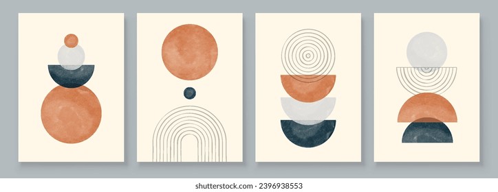 Boho Wall Art Set 3 or 4 Pieces of Posters Abstract Boho Rainbow Prints Boho Artwork Mid Century Modern Neutral Beige Wall Decor