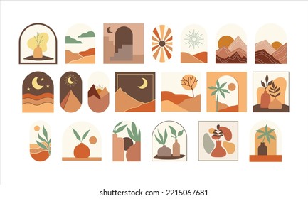 Boho Wall Art Vector For Design Vintage Background