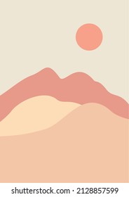 La decoración de la pared de Boho paisajes de montaña con amanecer, puesta de sol y desierto.