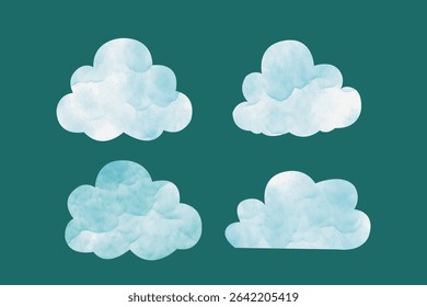 Boho Watercolor Cloud Clipart Soft Pastel Sky Elements