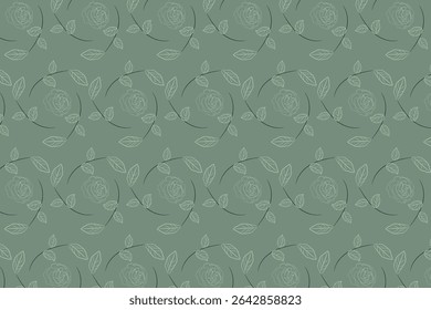 Boho Wildflower Rose Line  Seamless Pattern 