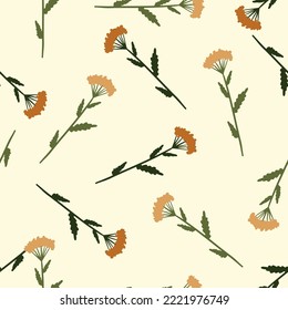 Boho Wildflowers Vintage Seamless Pattern