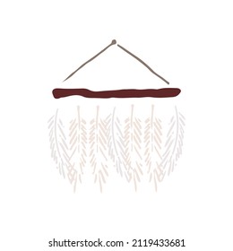 Boho Winterferien Elemente in handgezeichnet Stil. Weihnachtsvektordekoration. Skandinavischer Druck mit Weihnachtsboutiquen in Retrofarbe. Grußkarten, Poster, Einladung