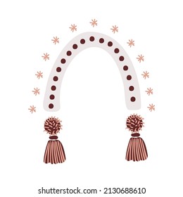 Los elementos de las vacaciones de invierno de Boho son de estilo dibujado a mano. Decoración vectorial de Navidad. Impresión navideña escandinava con arcoiris en color retro. Tarjetas de felicitación, carteles, diseño de la invitación y de la huella de bebé