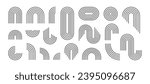 Boho zen arch set. Minimal boho arch. Simple line rainbows. Vector abstract shape, outline arc. Modern trendy decorative element rainbow arc collection. Contemporary nursery bohemian illustrations. 