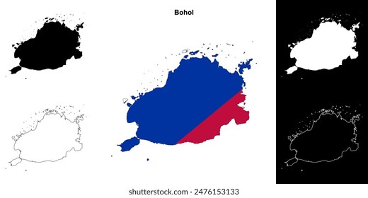 Bohol province outline map set