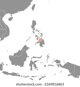Bohol Sea on the world map. Vector illustration.