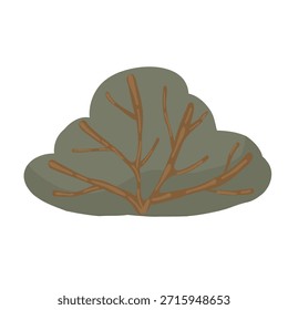 A boho-style botanical collection featuring stylized trees and bushes, hand-drawn vector illustrations. Minimalistic Scandinavian floral elements, isolated on a white background, for children's room decor.