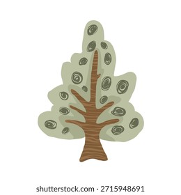 Uma coleção botânica em estilo boho com árvores e arbustos estilizados, ilustrações vetoriais desenhadas à mão. Elementos florais escandinavos minimalistas, isolados sobre um fundo branco, para decoração de quarto infantil