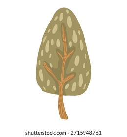 Uma coleção botânica em estilo boho com árvores e arbustos estilizados, ilustrações vetoriais desenhadas à mão. Elementos florais escandinavos minimalistas, isolados sobre um fundo branco, para decoração de quarto infantil