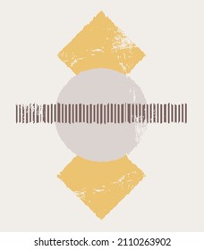 Boho-style wall decor. Abstract modern background. Background with geometric balancing figures. A poster with a minimal geometric design.