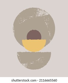 Boho-style wall decor. Abstract modern background. Background with geometric balancing figures. Wall decoration. Simple forms. The composition is in a flat style.