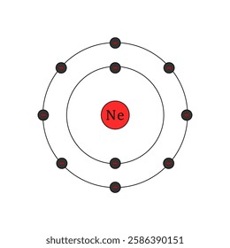 bohr model of the neon atom. electron structure of neon