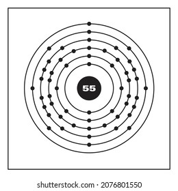 Bohr Model Representation Of The Caesium Atom, Number 55 And Symbol Cs.
Conceptual Vector Illustration Of Caesium Atom And Electron Configuration 2, 8, 18, 18, 8, 1.