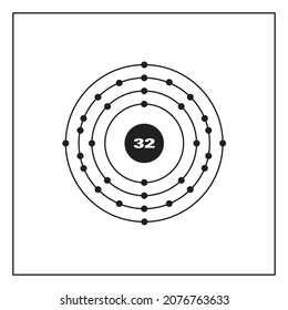 Bohr model representation of the germanium atom, number 32 and symbol Ge.
Conceptual vector illustration of germanium atom and electron configuration 2, 8, 18, 4.