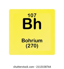 Bohrium Bh Chemical Element vector illustration diagram, with atomic number and mass. Simple flat dark gradient design for education, lab, science class.