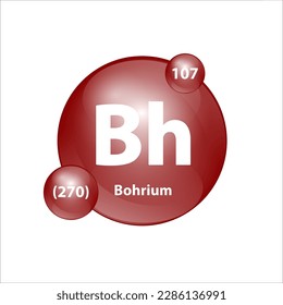 Bohrium (Bh) Icon structure chemical element round shape circle brown easily. 3D Illustration vector. Chemical element of periodic table Sign with atomic number. Study in science for education. 