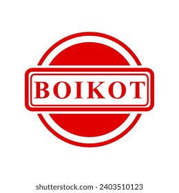 boikot, boycott in indonesia languange, vector red simple rectangle vector rubber stamp effect
