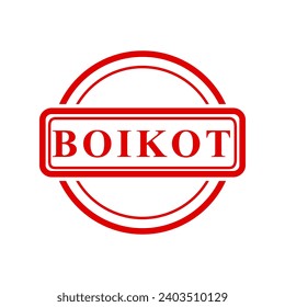 boikot, boycott in indonesia languange, vector red simple rectangle vector rubber stamp effect
