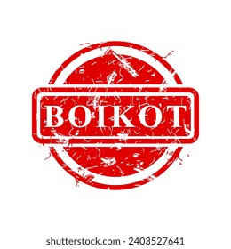 boikot, boycott in indonesia languange, vector red simple rectangle vector rubber stamp effect
