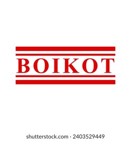 boikot, boycott in indonesia languange, vector red simple rectangle vector rubber stamp effect
