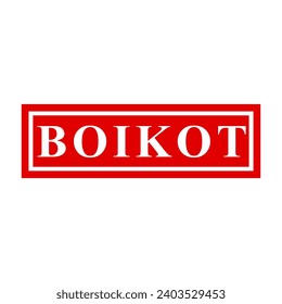 boikot, boycott in indonesia languange, vector red simple rectangle vector rubber stamp effect
