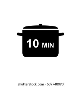 Boil 10 minutes. Cooking pan sign icon. 