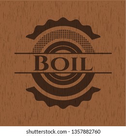 Boil badge with wooden background