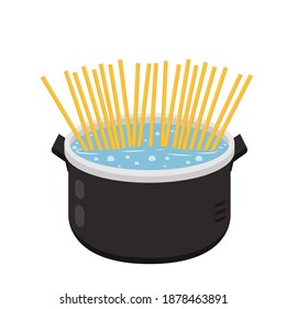 Boil spaghetti vector. Pot vector.