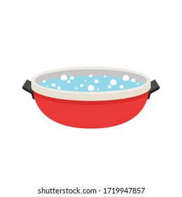 Boil water. Hot pot. Pot cartoon vector. free space for text. Water in pot. 